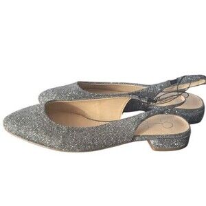 Jessica Simpson  Slingback Flat Women's 7M Silver Glitter Pointed Toe Event
